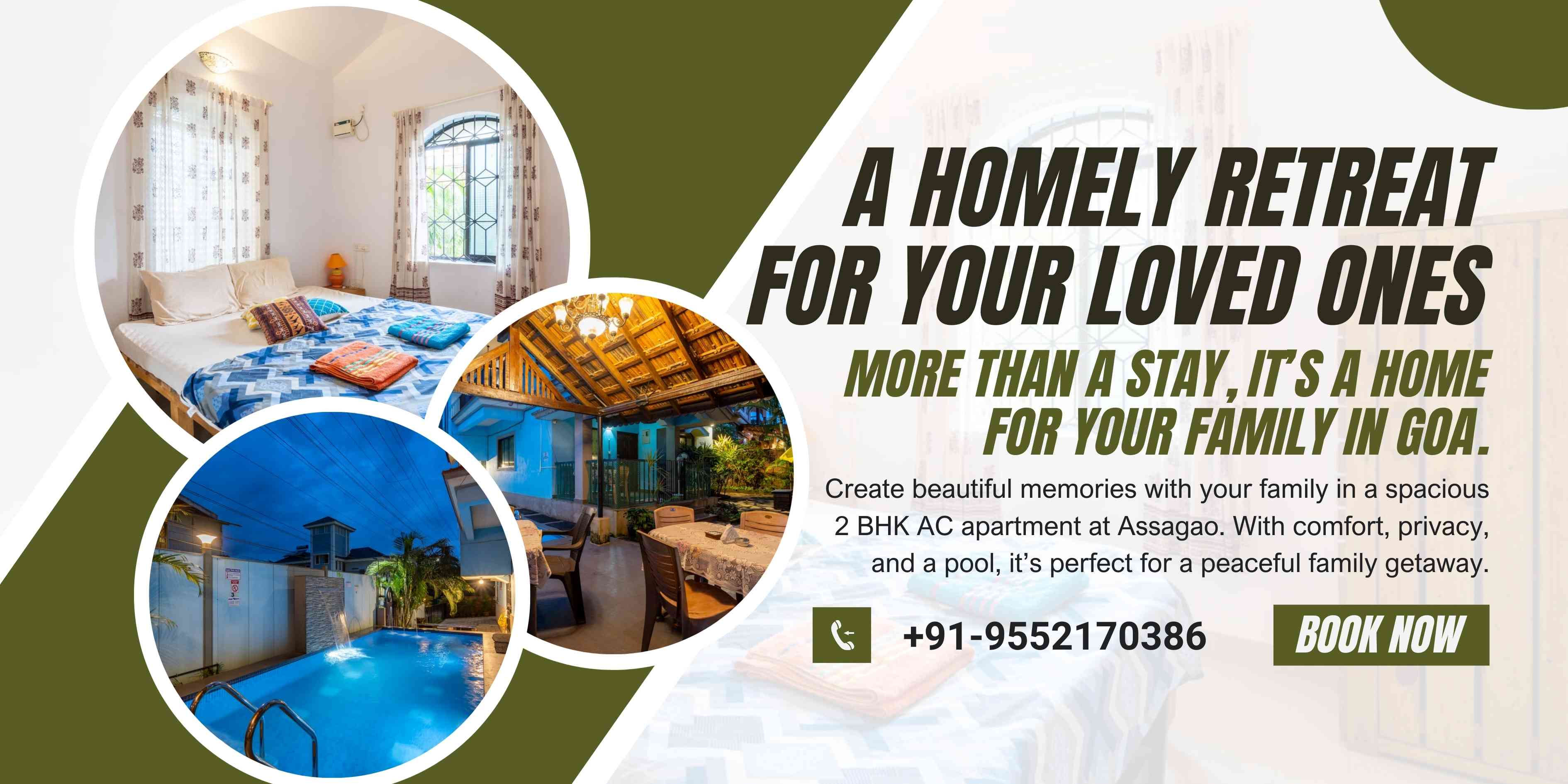 Private 2 BHK AC Apartment for Small Families